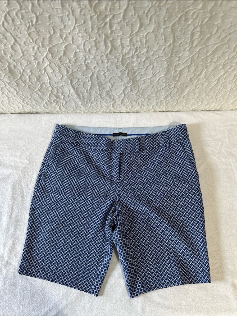 Blue Geometric Print Stretch Shorts